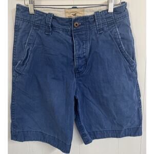 Hollister Shorts Mens 30 Flat Front Chino Button Fly 9” inseam Beach Cotton Blue